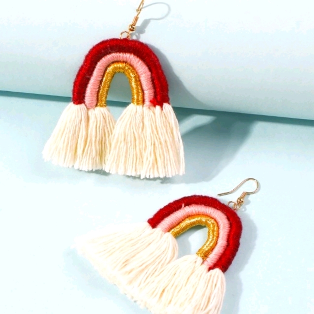 Macrame rainbow earrings